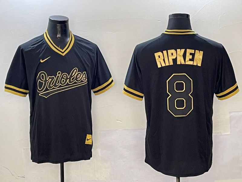 Men Baltimore Orioles #8 Ripken Black Gold Game 2025 Nike MLB Jersey style 1